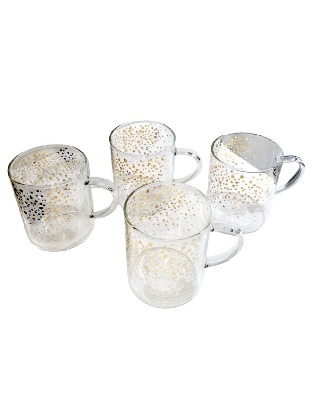 Teavana Starbucks 2015 Gold Confetti Clear Glass Coffee Tea Mug Set Of 4 - Picture 6 of 11